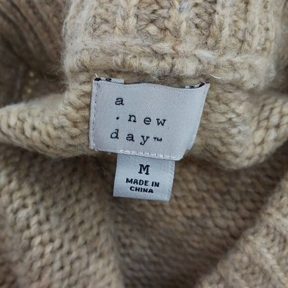 A New Day Sweater Dress Tan Knit Long Sleeve Womens Size Medium - Picture 5 of 5